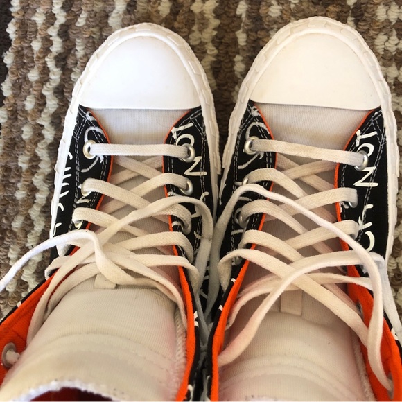 Mens High-Top converse Sneakers - Black and White - Picture 10 of 13